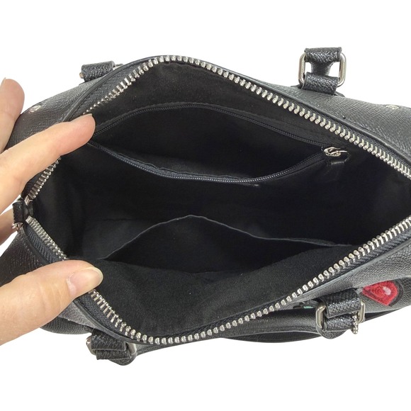 Coach Mini Bennett F25799 Black Leather Patch Rainbow Satchel Crossbody Bag EUC - Picture 8 of 11